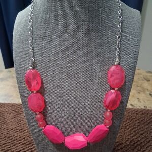 Paparazzi Vibrant Pink Necklace with Silver Chain